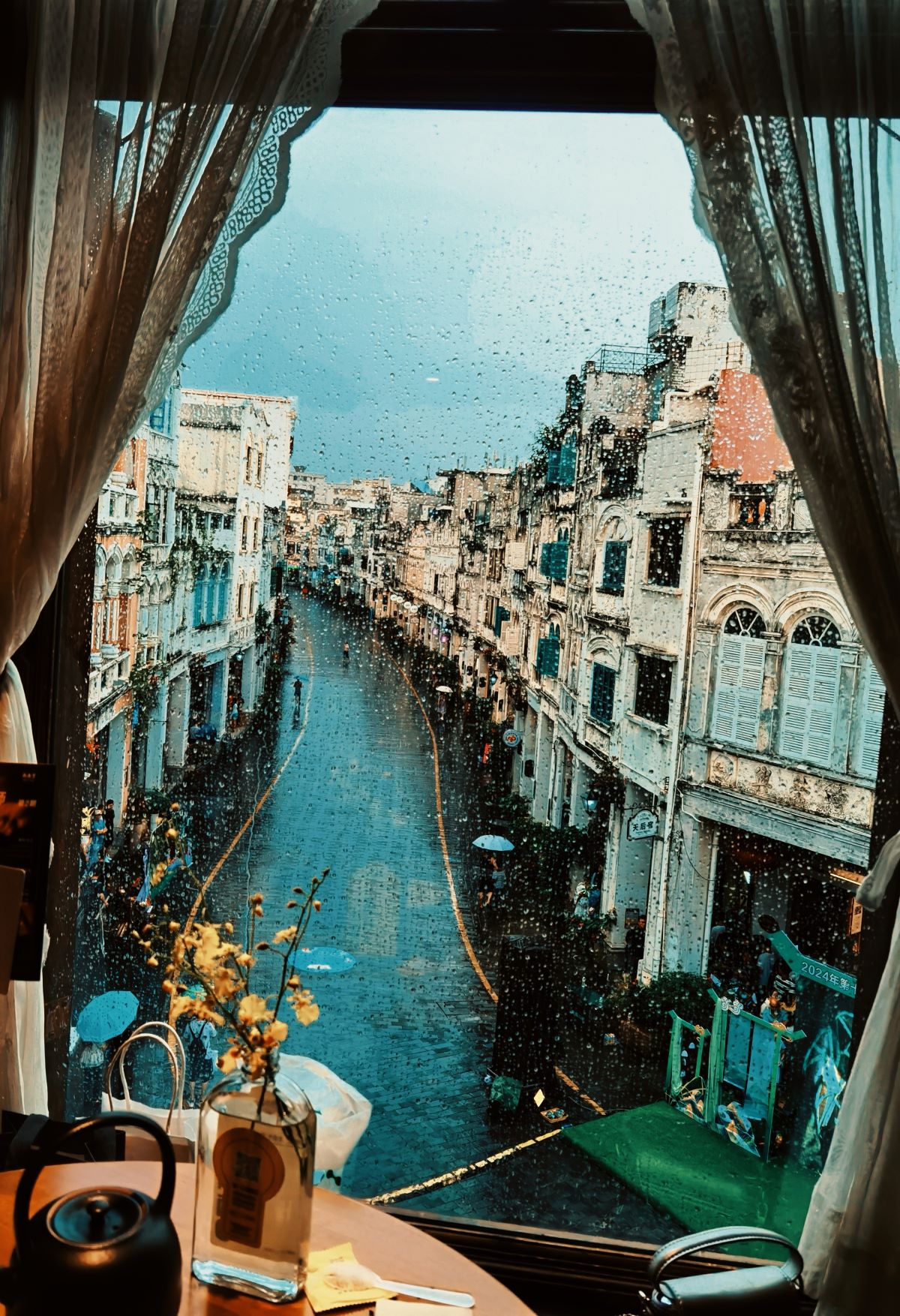 Haikou Arcaded Streets Raining Day